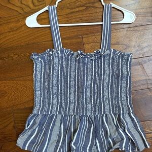 Striped Blue and White Smocked Top